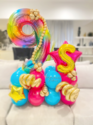 Small Balloon Bouquet (With RAINBOW Number)